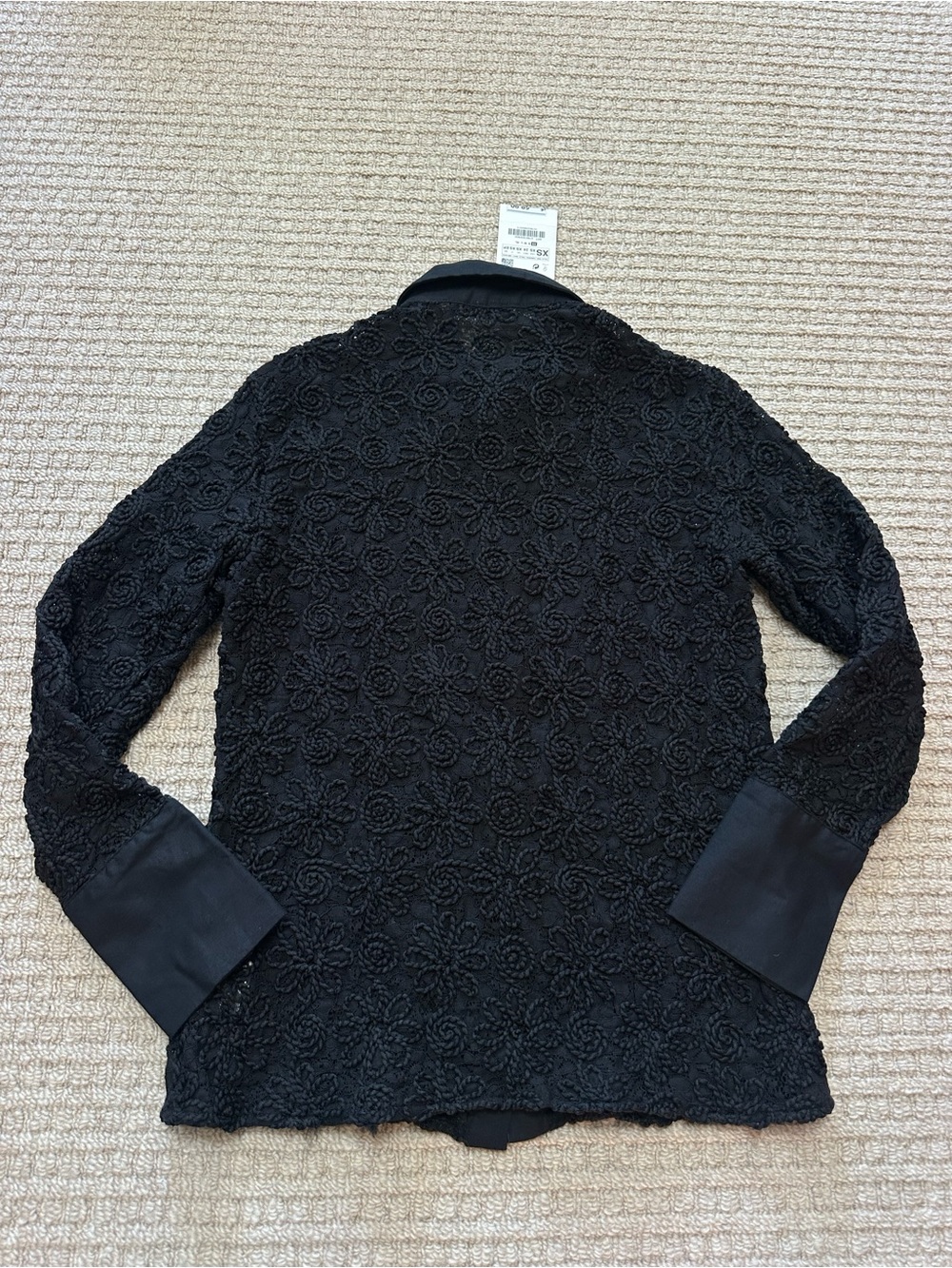 Zara NWT Black Floral Embroidered Lace Sheer Blouse Shirt Sz XS - Picture 5 of 5